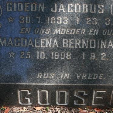 GOOSEN Gideon Jacobus 1893-1966 &amp; Magdalena Berndina 1908-1974