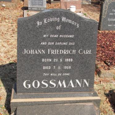GOSSMAN Johann Friedrich Carl 1888-1958