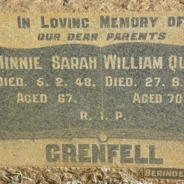 GRENFELL William Quick -1948 &amp; Minnie Sarah -1948