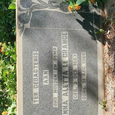 GRANGE Anna Aletta, le 1883-1966