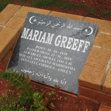 GREEFF Mariam 1939-2019