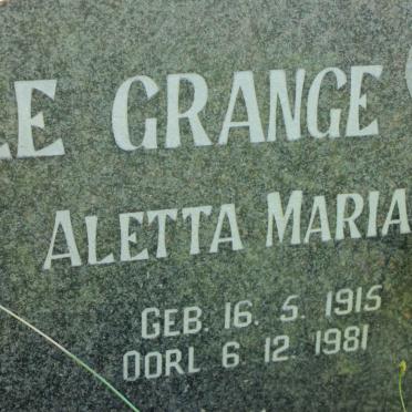 GRANGE Aletta Maria, le 1915-1981