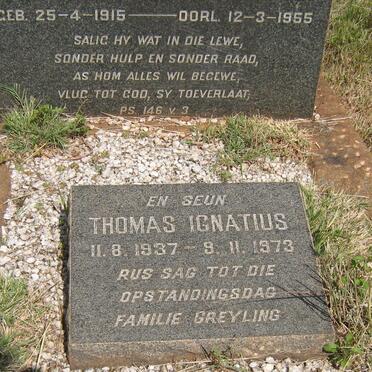 GREYLING Petrus Cornelius 1915-1955 :: GREYLING Thomas Ignatius 1937-1973