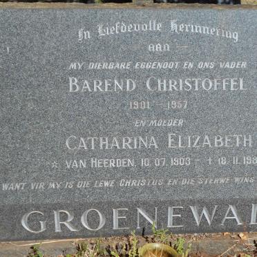 GROENEWALD Barend Christoffel 1901-1957 &amp; Catharina Elizabeth VAN HEERDEN 1903-1983