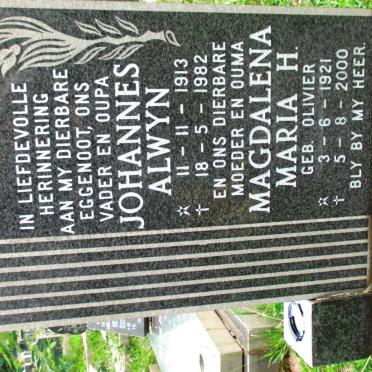 GROENEWALD Johannes Alwyn 1913-1982 &amp; Magdalena Maria H. OLIVIER 1921-2000