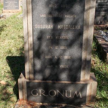 GRONUM Susarah Magdalena nee WENTZEL 1869-1956