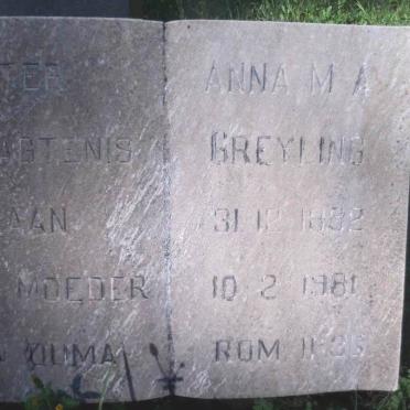 GREYLING Anna M.A. 1892-1981
