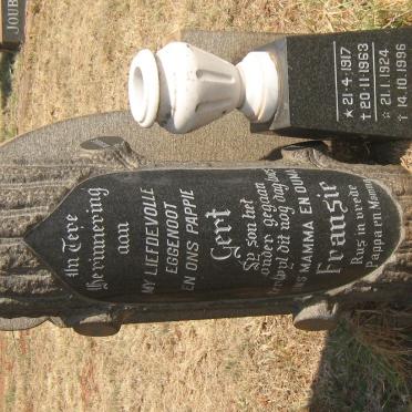 GREYLING Gert 1917-1963 &amp; Fransie 1924-1996