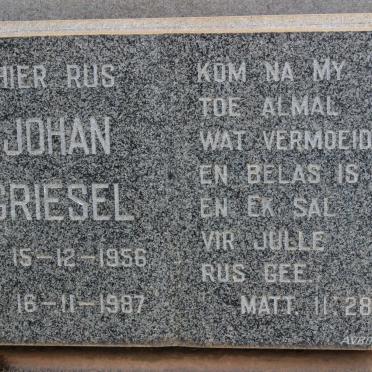 GRIESEL Johan 1956-1987