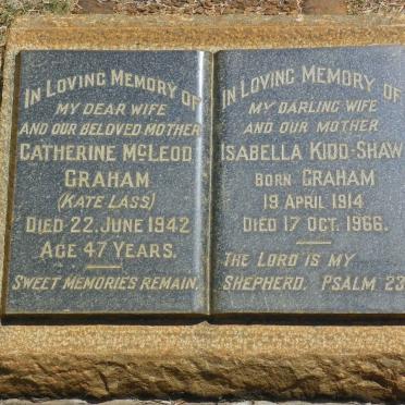 GRAHAM Catherine McLeod -1942 ::  KIDD-SHAW Isabella nee GRAHAM 1914-1966