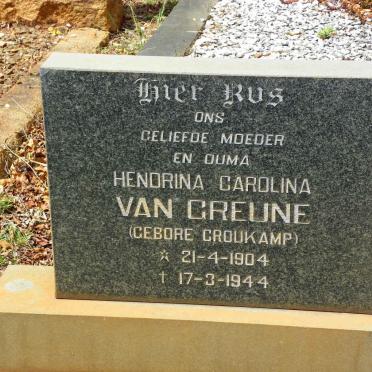 GREUNE Hendrina Carolina, van nee CROUKAMP 1904-1944