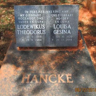 HANCKE Lodewikus Theodorus 1915-1984 &amp; Louisa Gesina 1920-2014