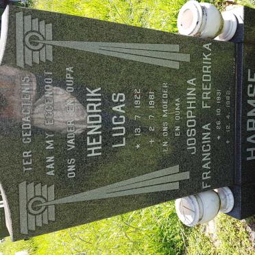 HARMSE Hendrik Lucas 1922-1981 &amp; Josophina Francina Fredrika 1931-1988