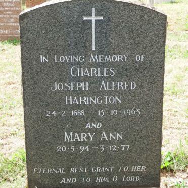 HARRINGTON Charles Joseph Alfred 1888-1965 &amp; Mary Ann 1894-1977