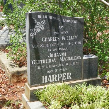 HARPER Charles William 1907-1946 &amp; Johanna Gertruida Magdalena 1903-1979