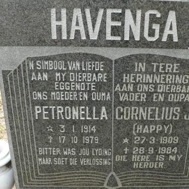 HAVENGA Cornelius J. 1909-1984 &amp; Petronella 1914-1979