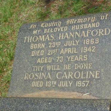 HANNAFORD Thomas 1869-1942 &amp; Rosina Caroline -1957