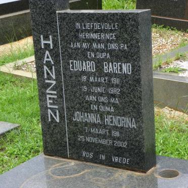 HANZEN Eduard Barend 1911-1982 &amp; Johanna Hendrina 1911-2002