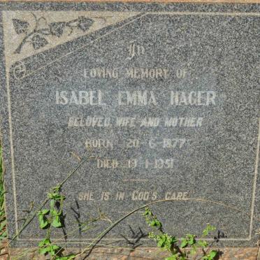 HAGER Isabel Emma 1877-1951