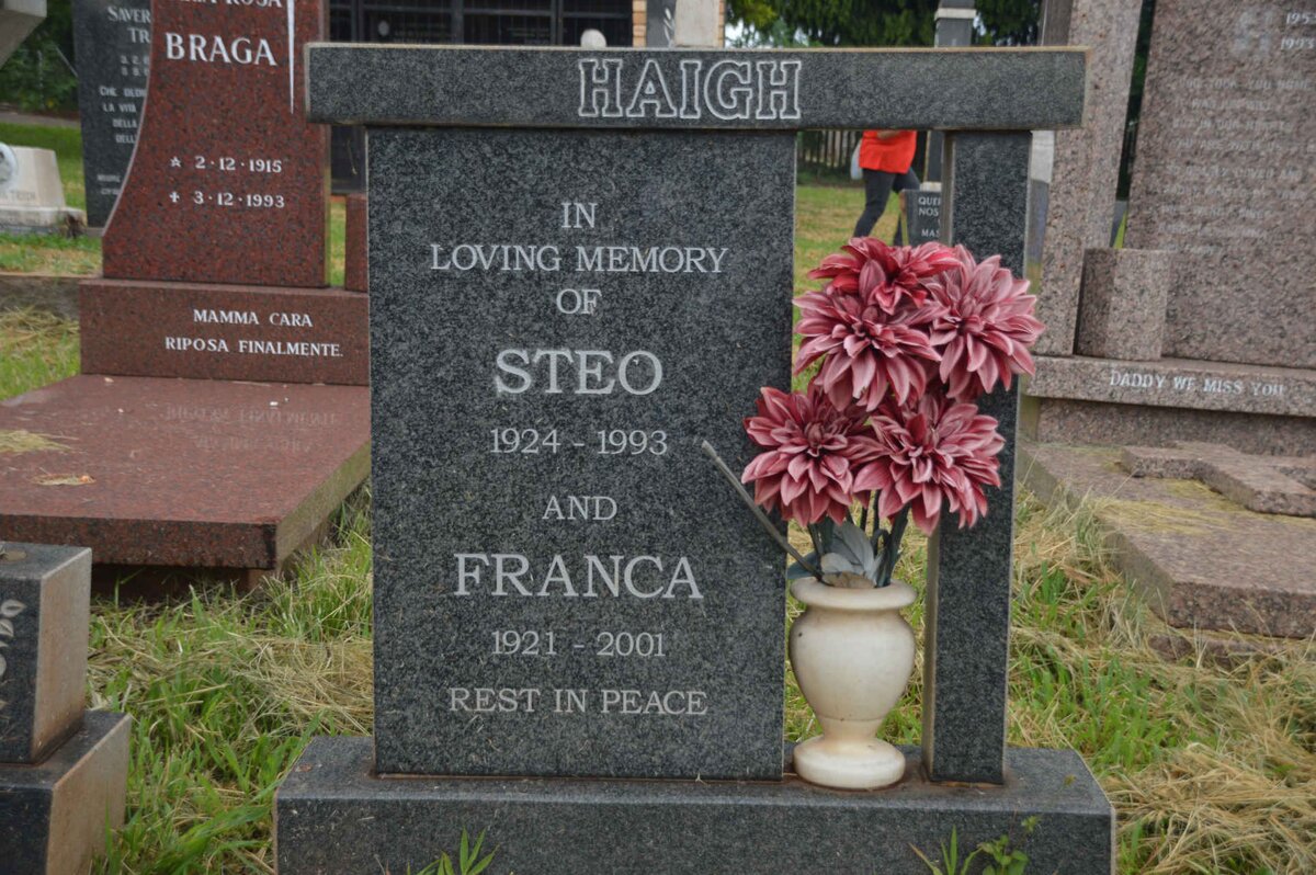 HAIGH Franca 1921-2001 &amp; Steo 1924-1993