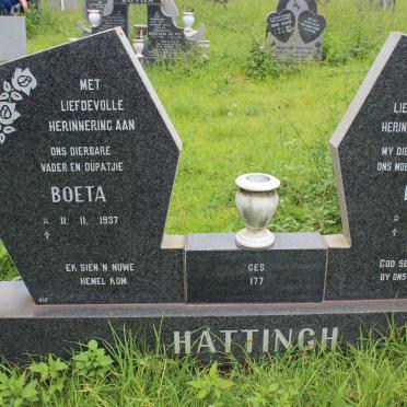 HATTINGH Boeta 1937- &amp; Beckie 1939-1990