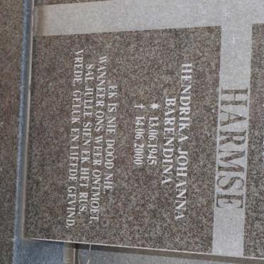 HARMSE Cornelius 1920-1969 :: HARMSE Hendrika Johanna Barendina 1945-2000