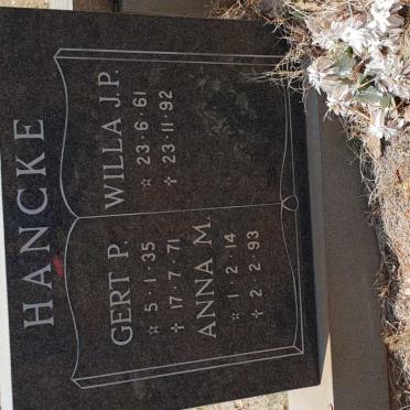 HANCKE Anna M. 1914-1993 :: HANCKE Gert P. 1935-1971 :: HANCKE Willa J.P. 1961-1992