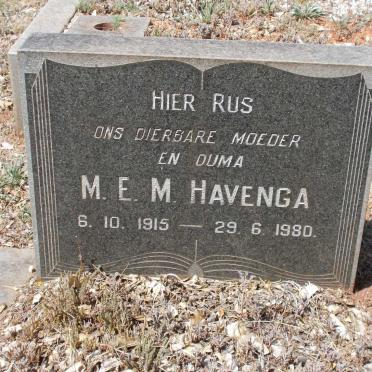 HAVENGA M.E.M. 1915-1980