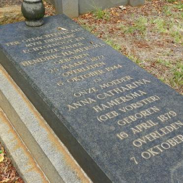 HAMERSMA Hendrik 1872-1944 &amp; Anna Catharina VORSTER 1879-1953