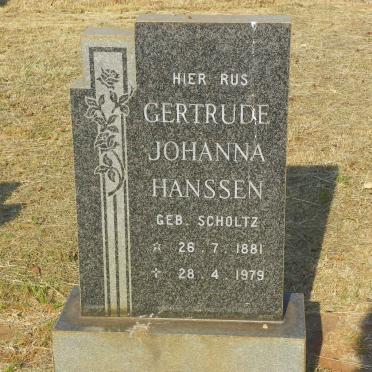HANSSEN Gertrude Johanna nee SCHOLTZ 1881-1979