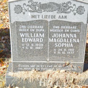 HALL William Edward 1908-1967 &amp; Johanna Magdalena Sophia 1912-1977