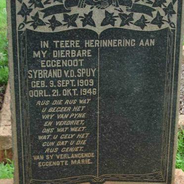 HEEVER Sybrand v.d. Spuy, van der 1909-1946