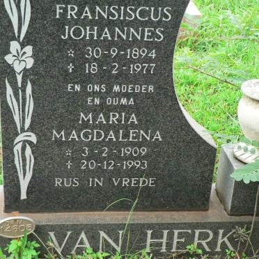 HERK Fransiscus Johannes, van 1894-1977 &amp; Maria Magdalena 1909-1993