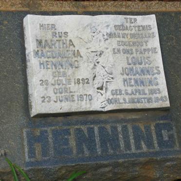 HENNING Louis Johannes 1889-1943 &amp; Martha Magdalena 1892-1970