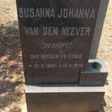HEEVER Susanna Johanna, van den nee BOSHOFF 1892-1974