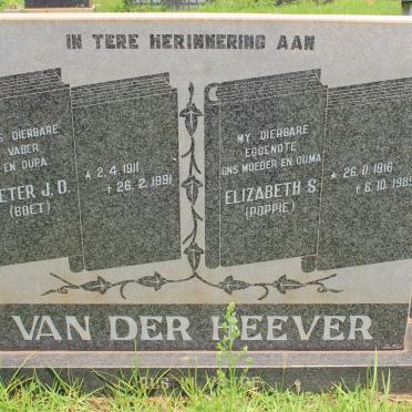HEEVER Peter J.D., van der 1911-1991 &amp; Elizabeth S. 1916-1989