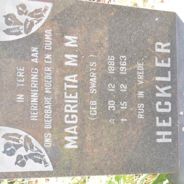 HECKLER Magrieta M.M. nee SWARTS 1886-1963