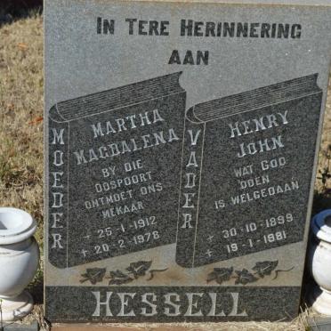 HESSELL Henry John 1899-1981 &amp; Martha Magdalena 1912-1978