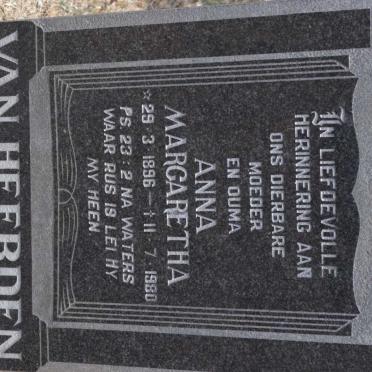 HEERDEN Anna Margaretha, van 1896-1980