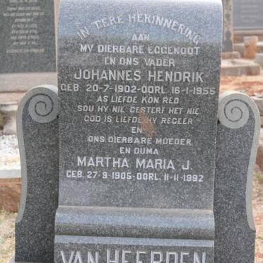 HEERDEN Johannes Hendrik, van 1902-1955 &amp; Martha Maria J. 1905-1992