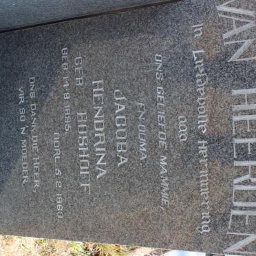 HEERDEN Jacoba Hendrina, van nee BOSHOFF 1895-1963