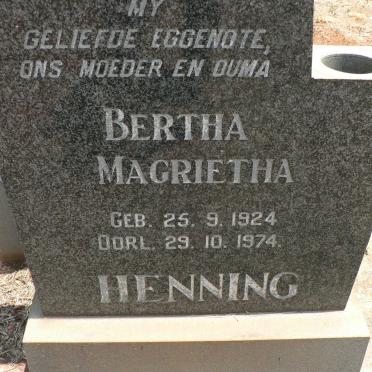 HENNING Bertha Magrietha 1924-1974