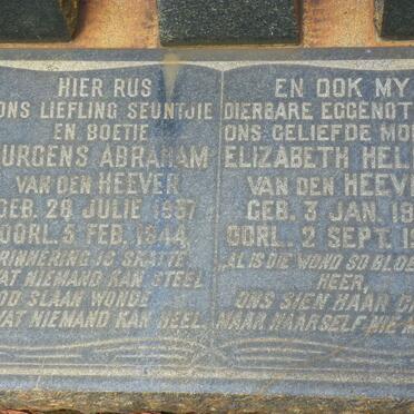 HEEVER Elizabeth Helena, van den 1910-1948 :: VAN DEN HEEVER Jurgens Abraham 1937-1944