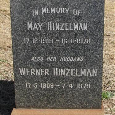 HINZELMAN Werner 1909-1979 &amp; May 1919-1970 