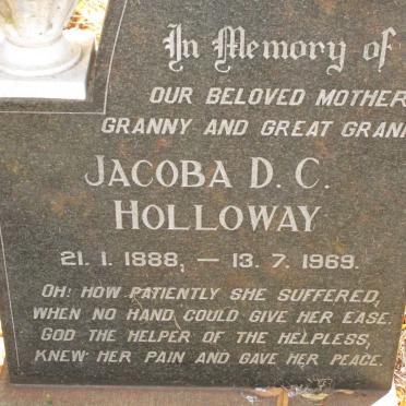 HOLLOWAY Jacoba D.C. 1888-1969
