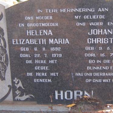 HORN Johannes Christiaan 1886-1965 &amp; Helena Elizabeth Maria 1892-1979