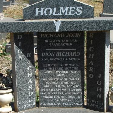HOMES Richard John 1934-2006 :: HOLMES Dion Richard 1963-2005