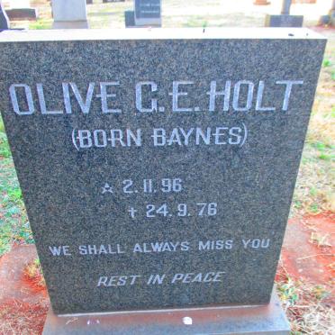 HOLT Olive G.E. nee BAYNES 1896-1976