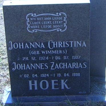 HOEK Johannes Zacharias 1924-1998 &amp; Johanna Christina WIMMERS 1924-1987