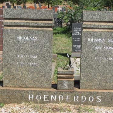 HOENDERDOS Nicolaas 1922-1984 &amp; Johanna Susanna MARAIS 1927-